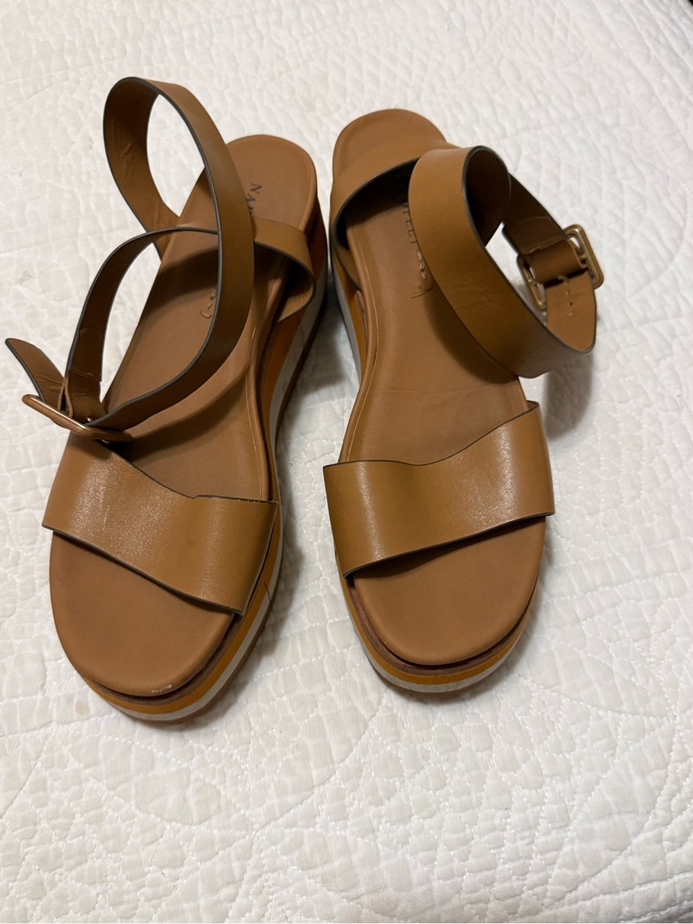 Naked Feet Women's Tan Leather Ankle Strap Sandals